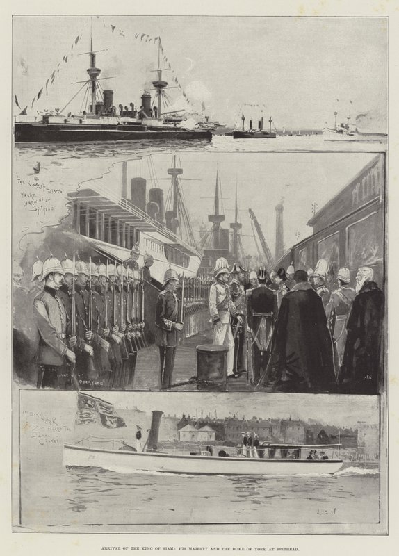 Arrivo del re del Siam, Sua Maestà e il duca di York a Spithead da Henry Charles Seppings Wright