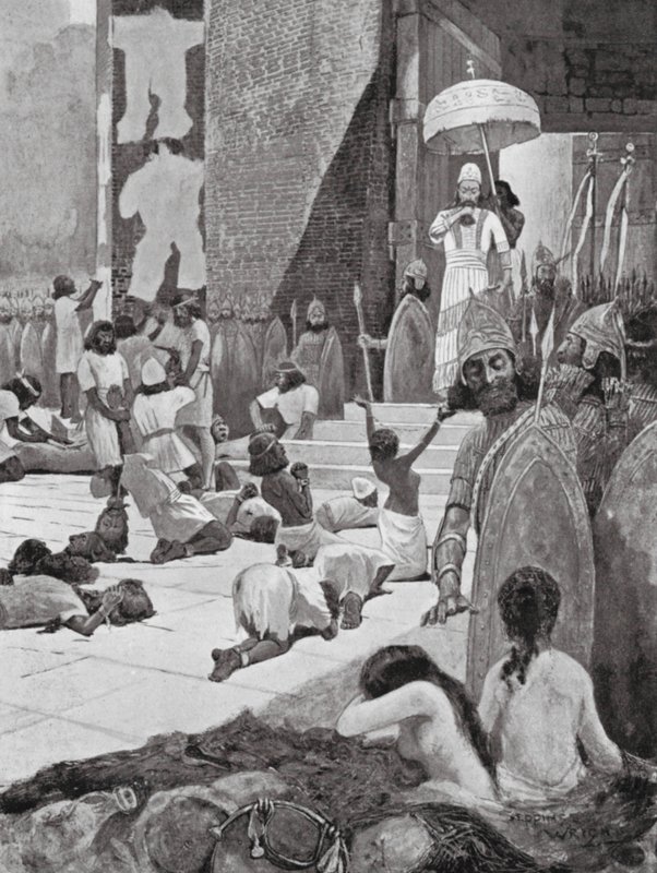 Ashur-nasir-pal e i suoi prigionieri di guerra da Henry Charles Seppings Wright