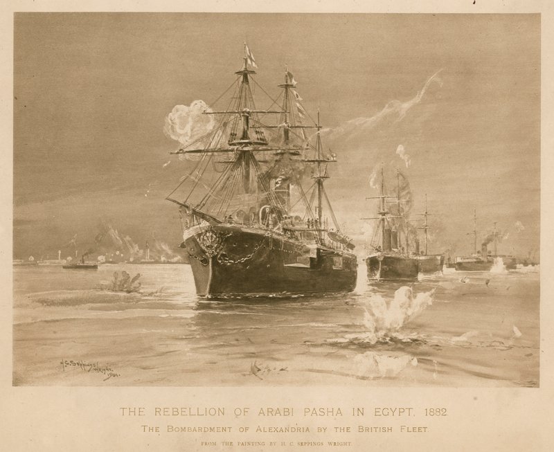 Bombardamento di Alessandria da parte della flotta britannica durante la ribellione di Ali Pasha, Egitto da Henry Charles Seppings Wright