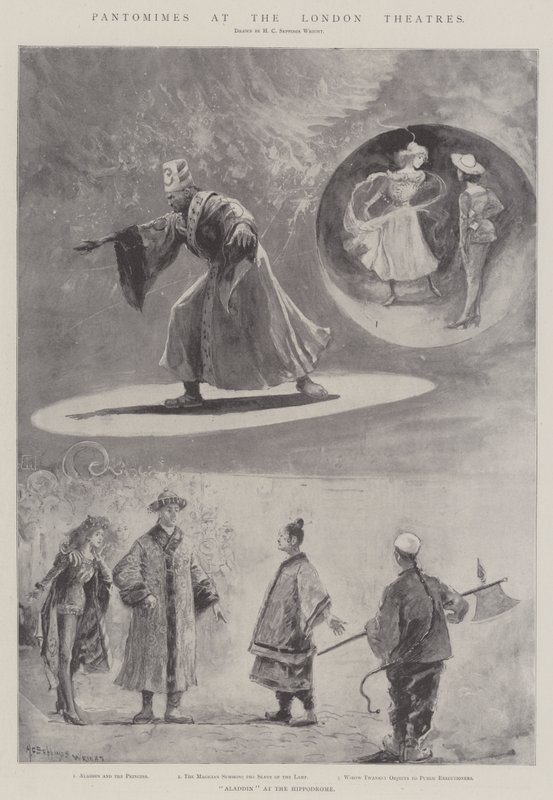 Pantomime nei teatri di Londra (litografia) da Henry Charles Seppings Wright