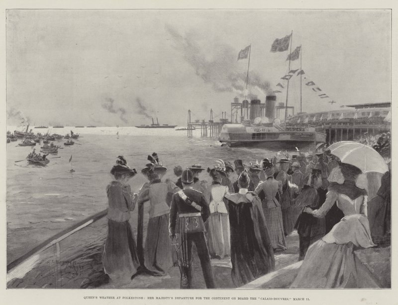 Il tempo della regina a Folkestone, la partenza di Sua Maestà per il continente a bordo del Calais-Douvres, 11 marzo da Henry Charles Seppings Wright
