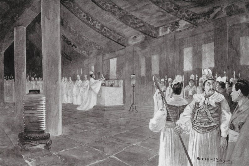 Rimozione di una Tavoletta da un Tempio Confuciano da Henry Charles Seppings Wright