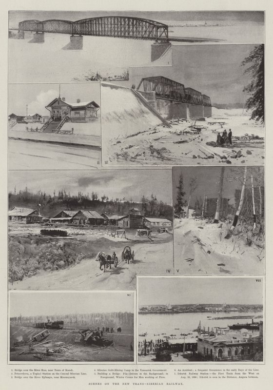 Scene sulla nuova ferrovia Transiberiana da Henry Charles Seppings Wright
