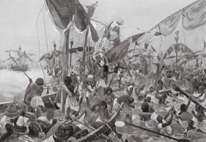 La battaglia navale a Pelusio (litografia) da Henry Charles Seppings Wright
