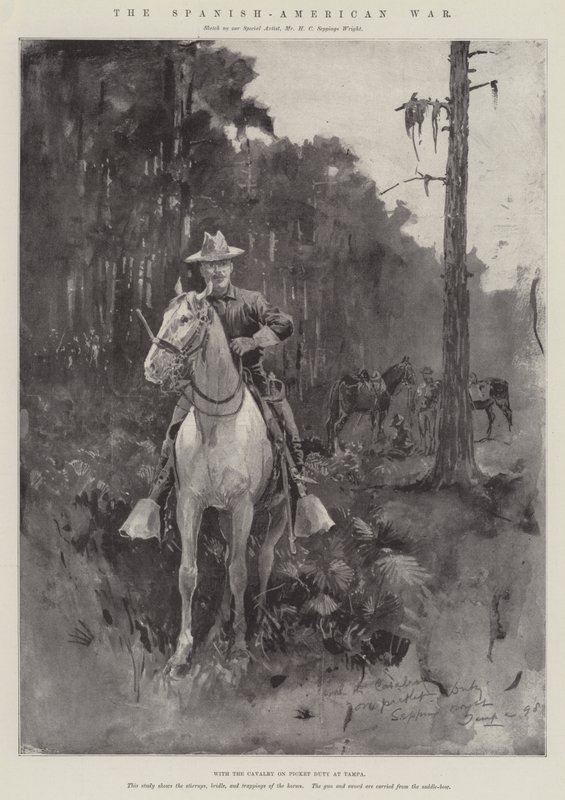 La guerra ispano-americana, con la cavalleria di servizio a Tampa da Henry Charles Seppings Wright