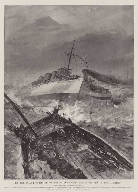 Il tifone a Hong Kong il 10 novembre, HMS Otter che salva l