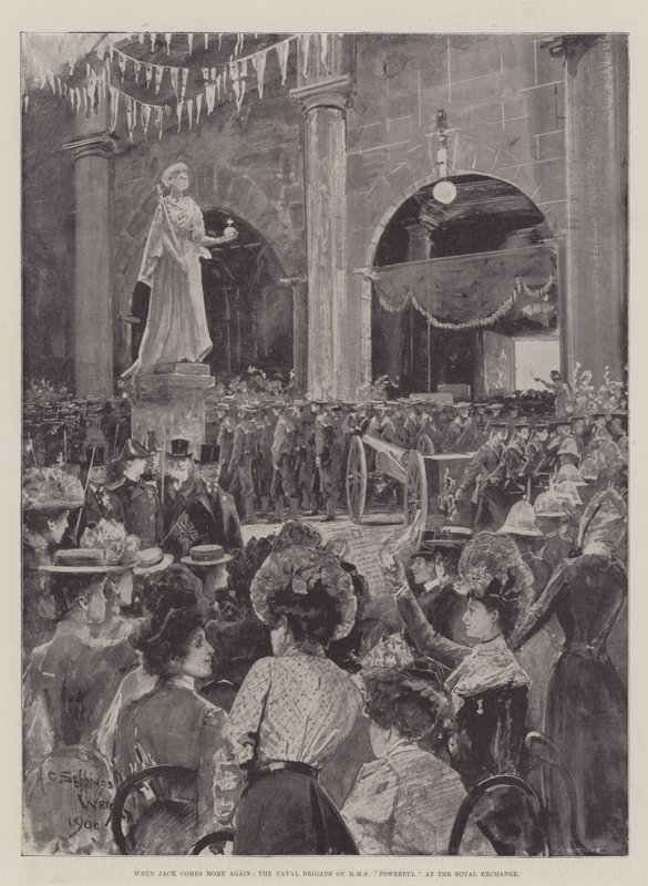 Quando Jack torna a casa, la Brigata Navale della HMS Powerful alla Royal Exchange da Henry Charles Seppings Wright