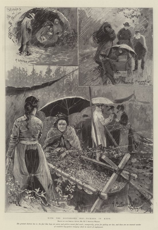 Con i raccoglitori di luppolo in difficoltà nel Kent da Henry Charles Seppings Wright