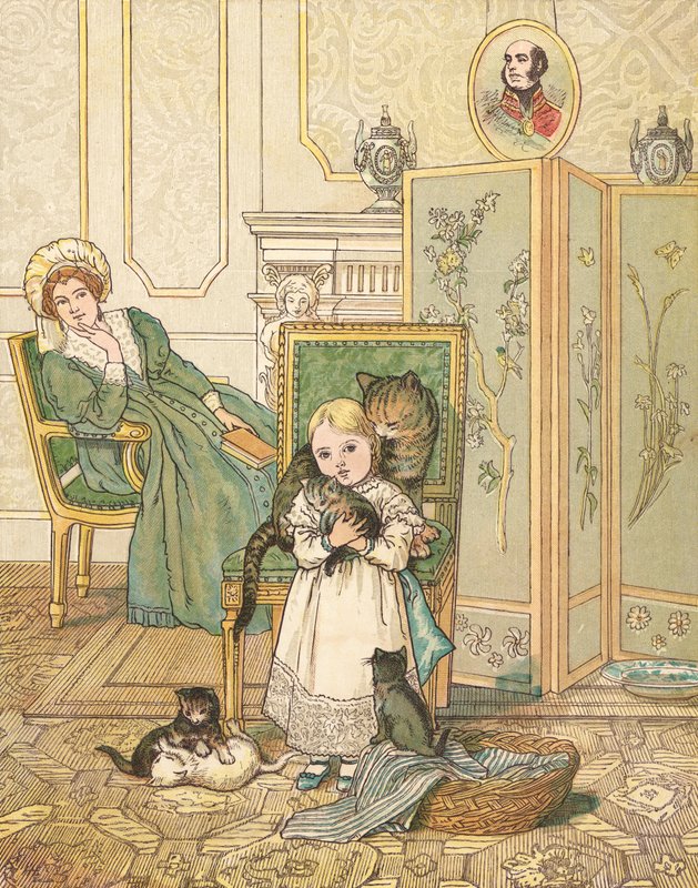 La principessa e i suoi gattini (litografia a colori) da Henry Hetherington Emmerson