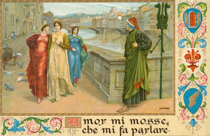 Poeta italiano Dante Alighieri e Beatrice Portinari da Henry Holiday