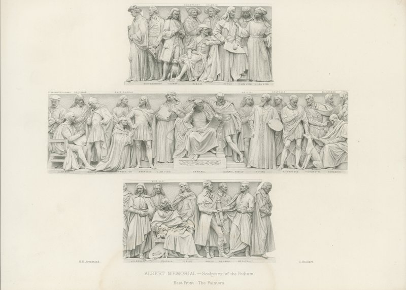 Sculture sul podio del Memoriale di Albert da Henry Hugh Armstead