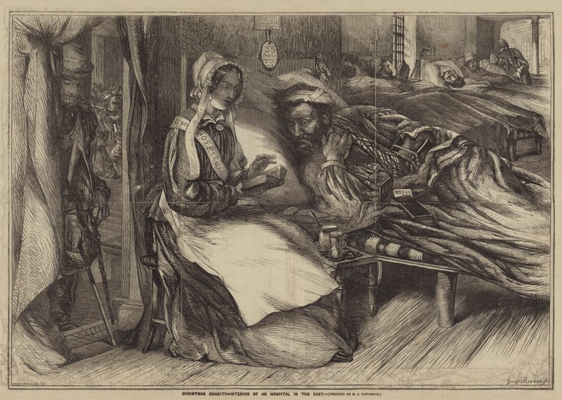 Carità natalizia, interno di un ospedale in Oriente da Henry James Townsend