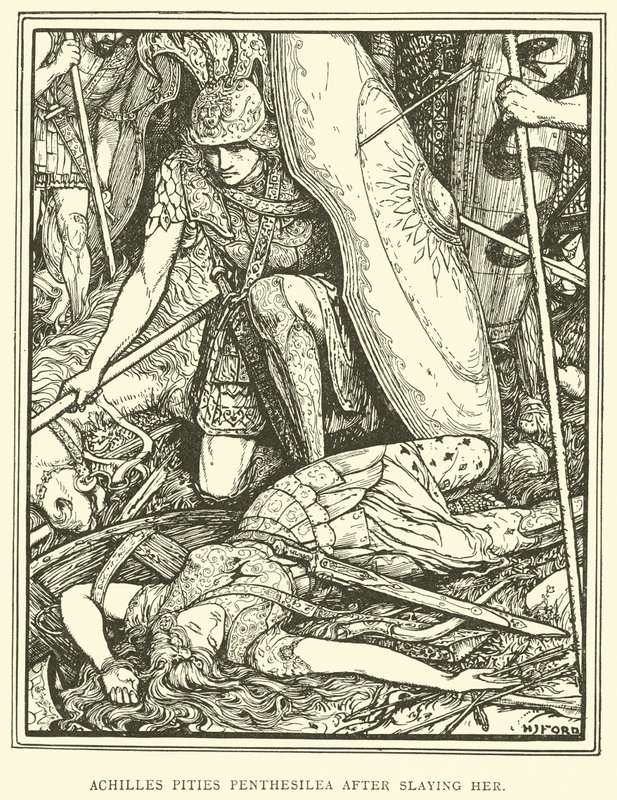 Achille prova pietà per Pentesilea dopo averla uccisa da Henry Justice Ford
