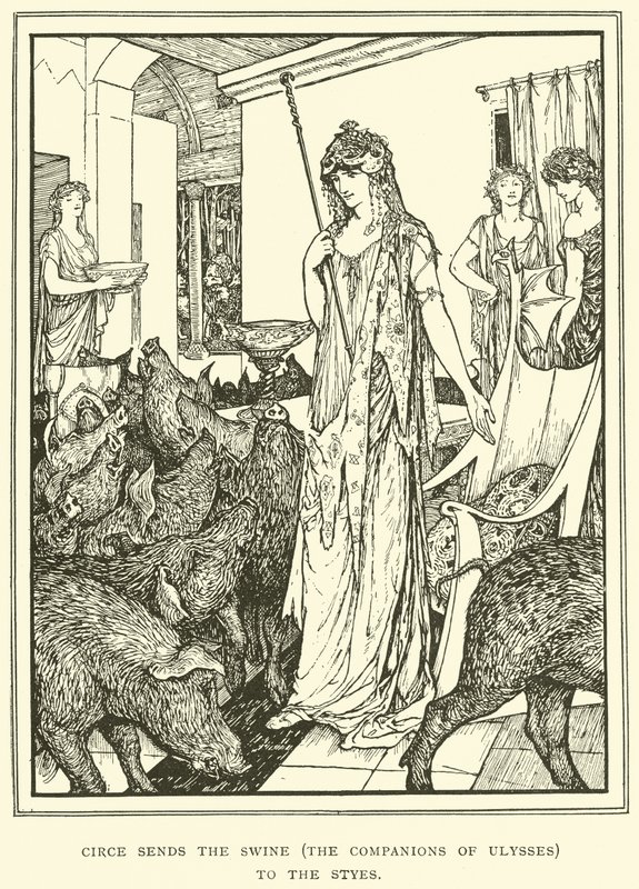 Circe manda i maiali (i compagni di Ulisse) ai recinti da Henry Justice Ford