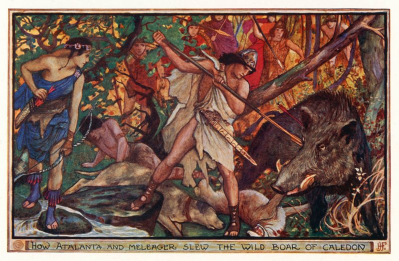 Come Atalanta e Meleagro uccisero il cinghiale selvatico di Caledonia da Henry Justice Ford