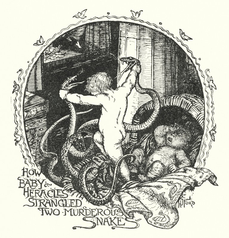 Come il bambino Eracle strangolò due serpenti assassini da Henry Justice Ford