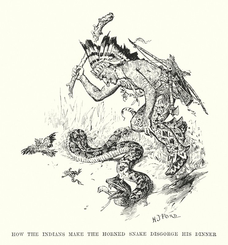 Come gli indiani fanno vomitare il serpente cornuto da Henry Justice Ford
