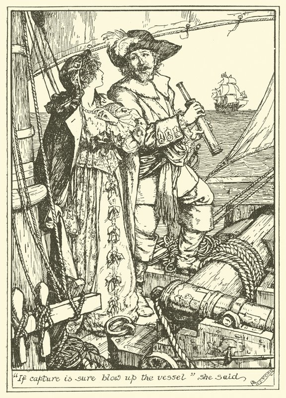 "Se la cattura è sicura, fai saltare in aria la nave" disse (incisione) da Henry Justice Ford