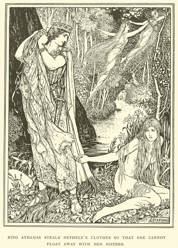 Re Atamante ruba i vestiti di Nefele così che non possa fuggire con le sue sorelle da Henry Justice Ford