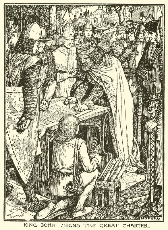 Magna Carta. Re Giovanni firma la Grande Carta da Henry Justice Ford