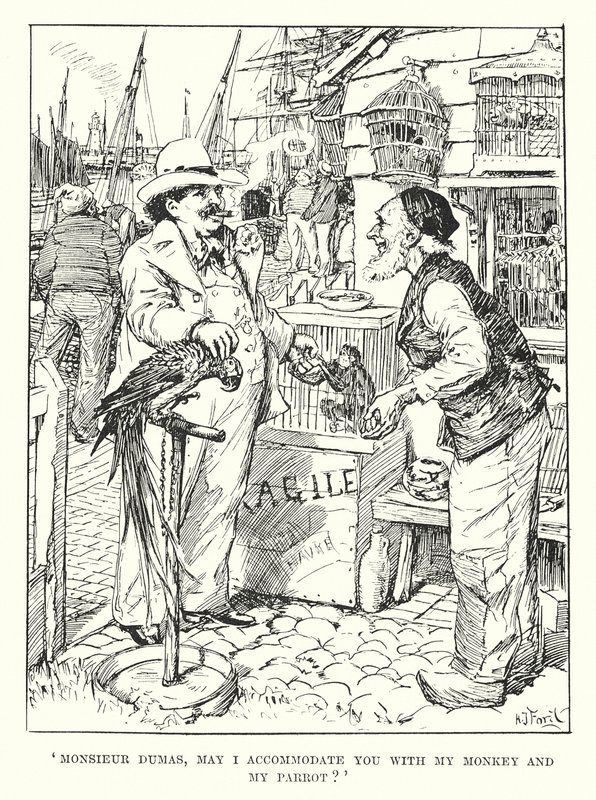 "Monsieur Dumas, posso accomodarla con la mia scimmia e il mio pappagallo?" da Henry Justice Ford