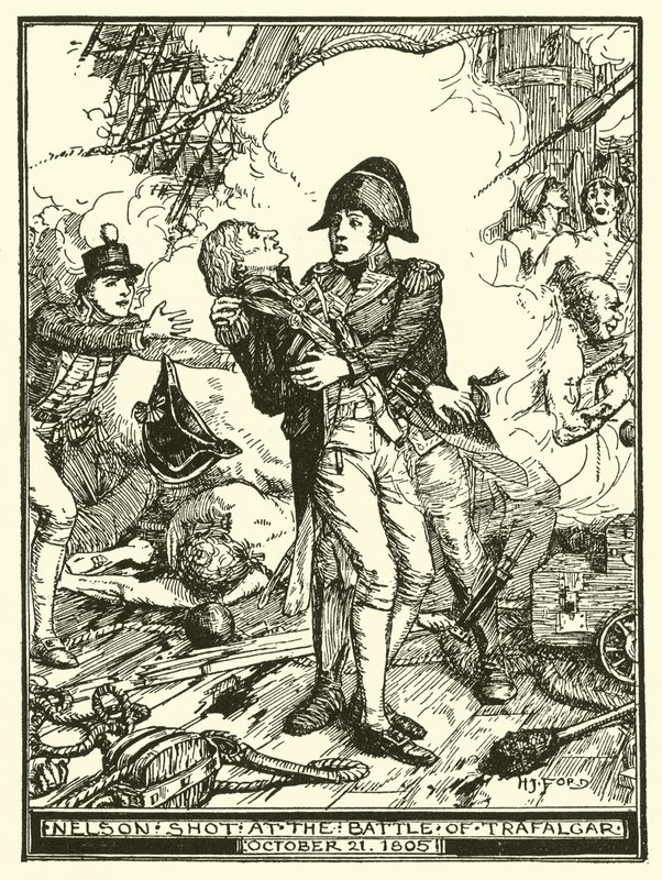 Nelson Colpito alla Battaglia di Trafalgar, 21 Ottobre 1805 da Henry Justice Ford
