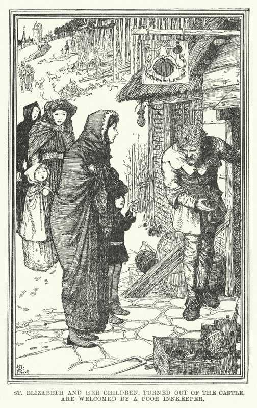 Santa Elisabetta e i suoi figli, cacciati dal castello, sono accolti da un povero locandiere da Henry Justice Ford
