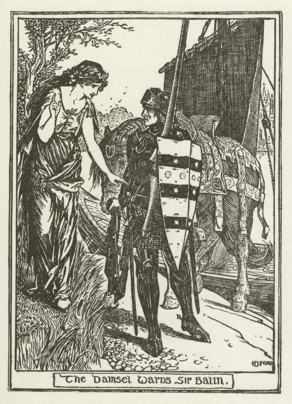 La damigella avverte Sir Balin da Henry Justice Ford