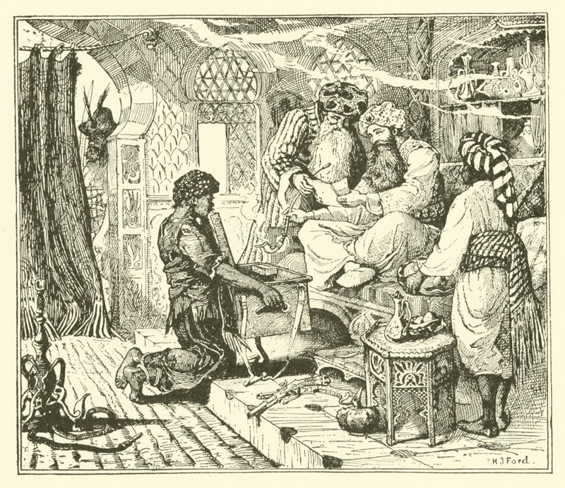 La storia del Califfo Cicogna (incisione) da Henry Justice Ford