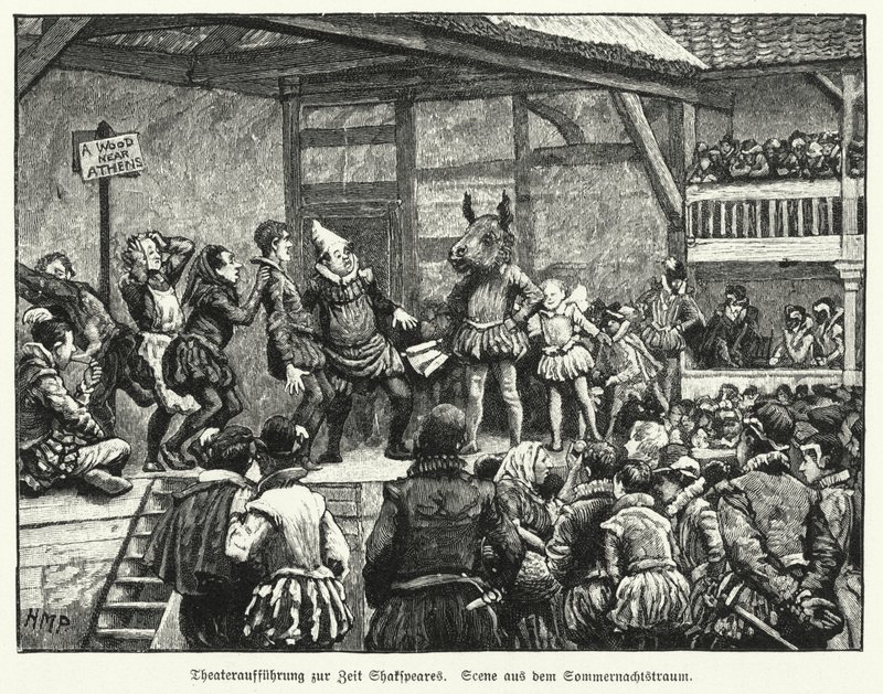 Rappresentazione della commedia Sogno di una notte di mezza estate di William Shakespeare durante la vita del drammaturgo da Henry Marriott (after) Paget