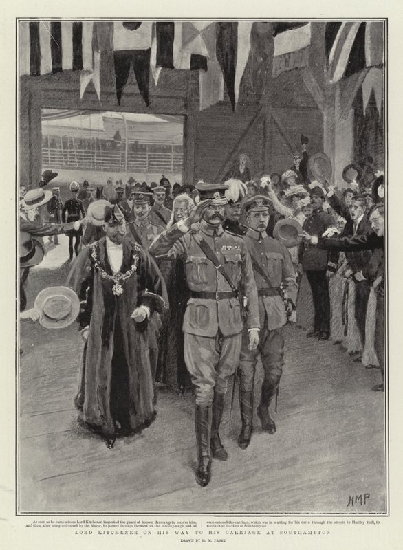 Lord Kitchener sulla strada per la sua carrozza a Southampton da Henry Marriott Paget