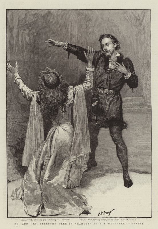 Il signor e la signora Beerbohm Tree in Amleto al Haymarket Theatre da Henry Marriott Paget