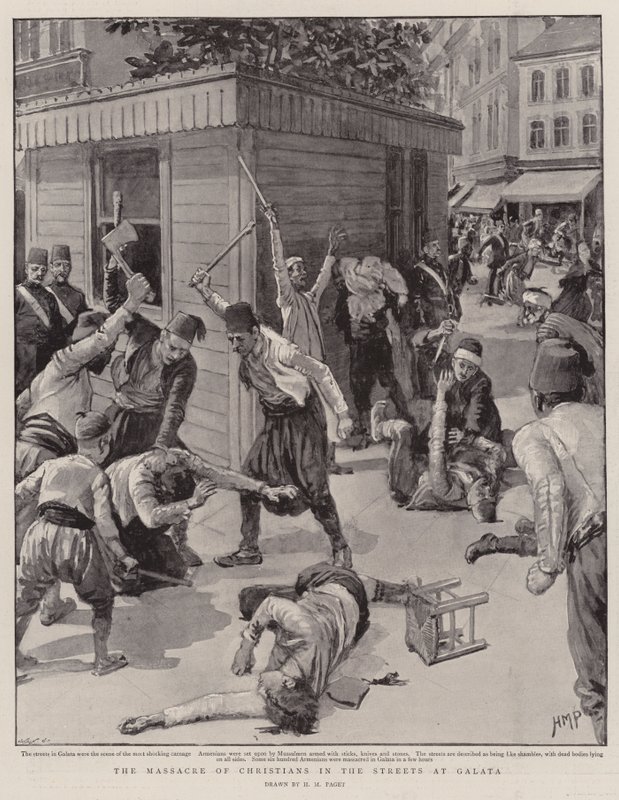 Il massacro dei cristiani nelle strade di Galata da Henry Marriott Paget