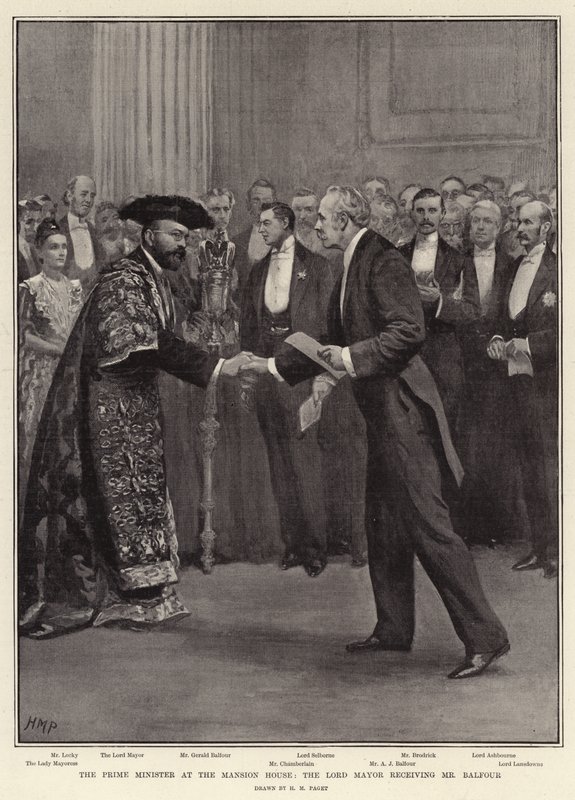 Il Primo Ministro alla Mansion House, il Lord Mayor riceve il signor Balfour da Henry Marriott Paget