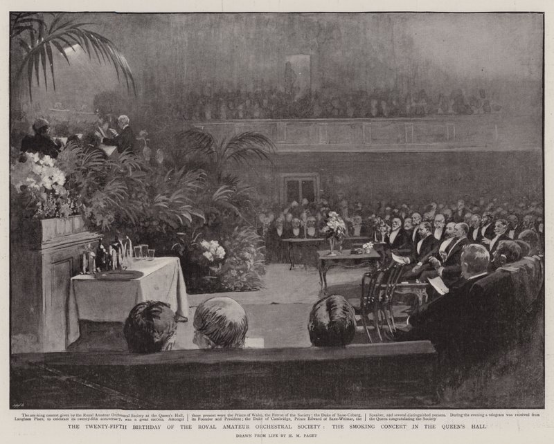 Il venticinquesimo compleanno della Royal Amateur Orchestral Society, il concerto fumante nella Queen