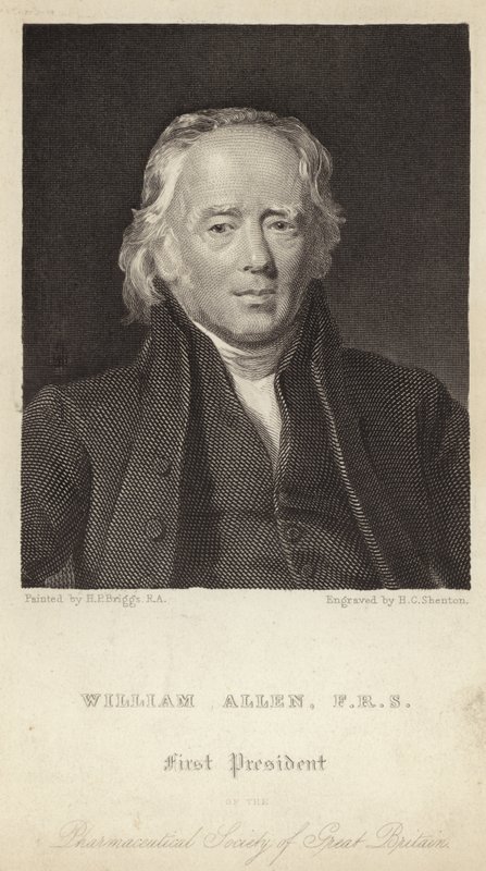William Allen - Primo presidente della Società farmaceutica della Gran Bretagna (1770-1843) (incisione) da Henry Perronet (after) Briggs