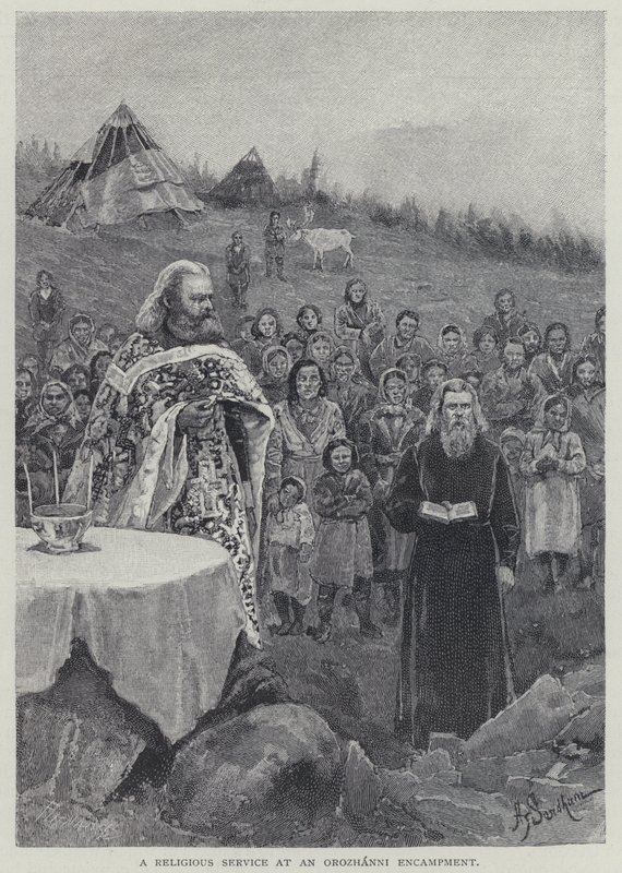 Un servizio religioso in un accampamento Orozhanni da Henry Sandham