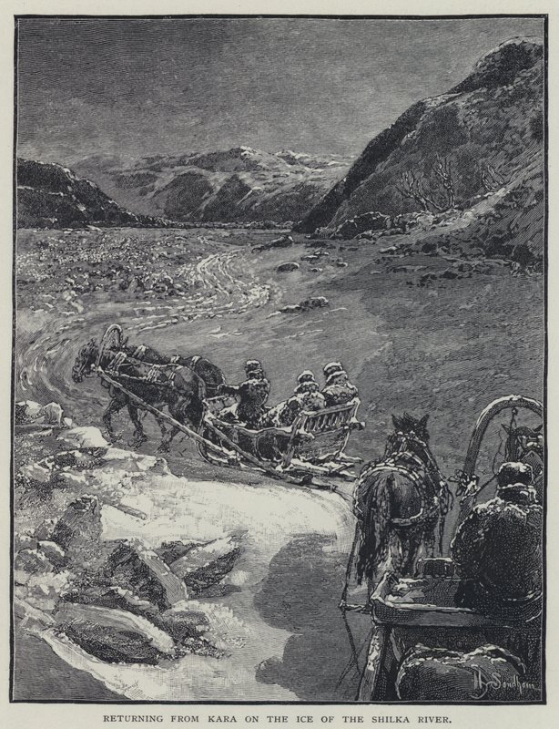Ritorno da Kara sul ghiaccio del fiume Shilka da Henry Sandham
