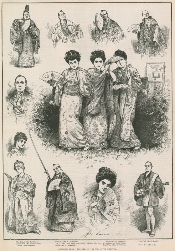 Schizzi da The Mikado al Savoy Theatre da Henry Stephen Ludlow