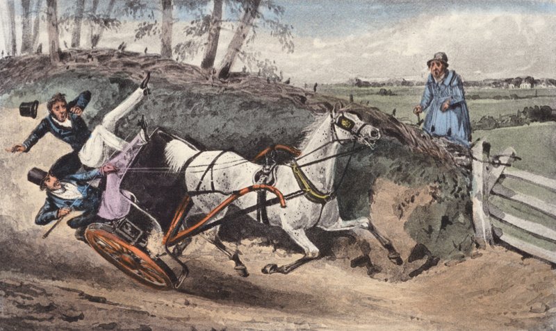 "Cosa! Mai ribaltato in una carrozza?" da Henry Thomas (after) Alken