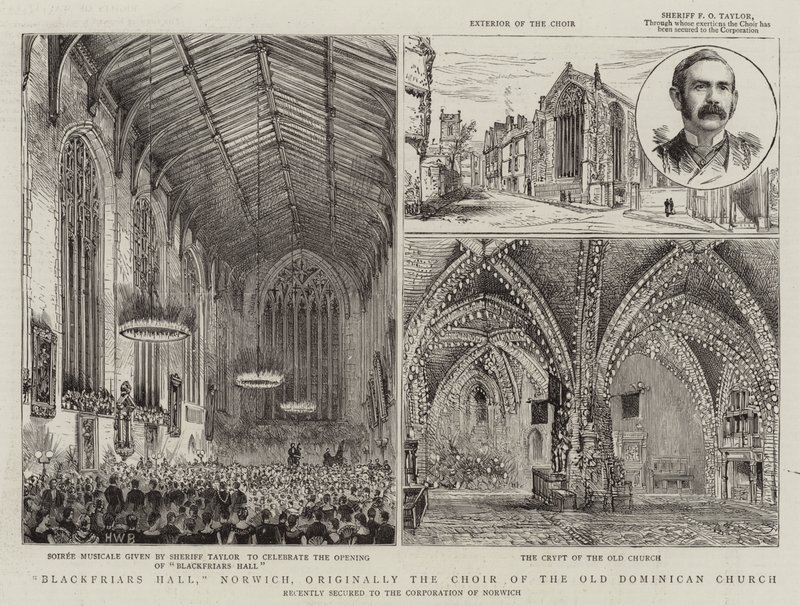 Blackfriars Hall, Norwich, originariamente il coro della vecchia chiesa domenicana da Henry William Brewer