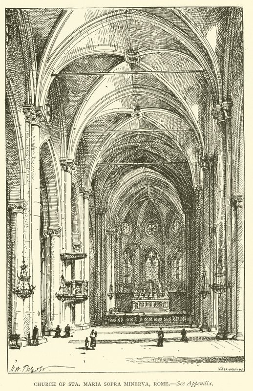 Chiesa di Santa Maria Sopra Minerva, Roma (incisione) da Henry William Brewer