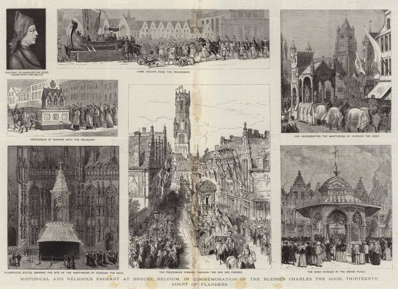 Pagina Storica e Religiosa a Bruges, Belgio, in Commemorazione del Beato Carlo il Buono, Tredicesimo Conte delle Fiandre da Henry William Brewer