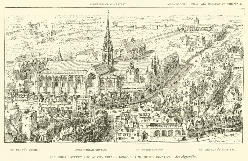 Old Broad Street e Austin Friars, Londra, tempo di Sant