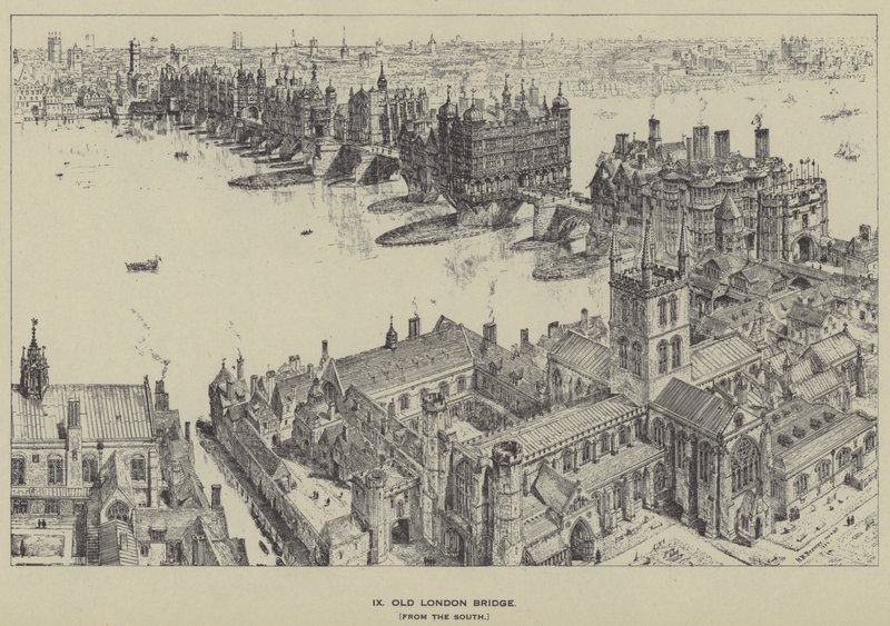 Vecchio ponte di Londra, dal sud da Henry William Brewer