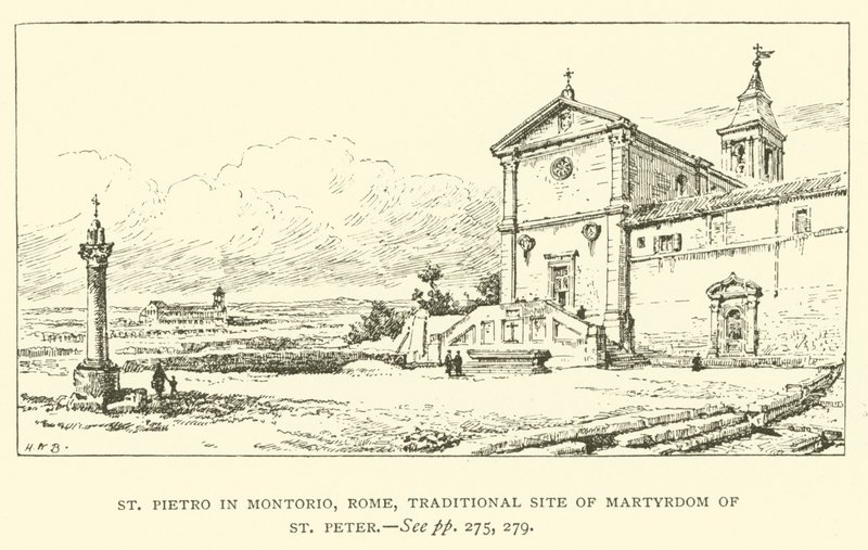 San Pietro in Montorio, Roma, sito tradizionale del martirio di San Pietro (incisione) da Henry William Brewer