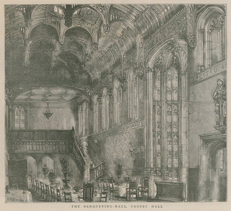 La sala dei banchetti, Crosby Hall, Londra da Henry William Brewer