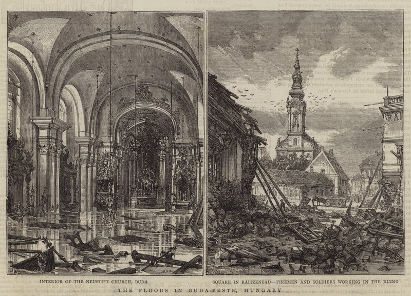 Le inondazioni a Buda-Pesth, Ungheria da Henry William Brewer
