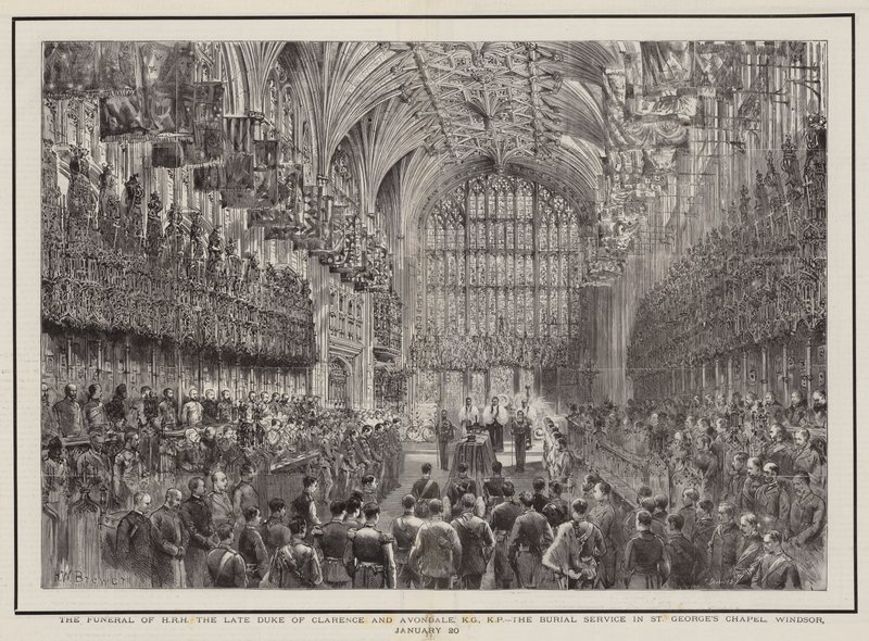 Il funerale di SAR il defunto Duca di Clarence e Avondale, KG, KP, il servizio funebre nella Cappella di San Giorgio, Windsor, 20 gennaio da Henry William Brewer
