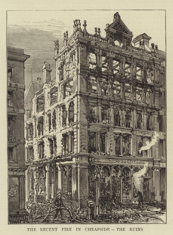 Il recente incendio a Cheapside, le rovine da Henry William Brewer